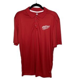 Detroit Red Wings Polo Shirt Mens Large Red Pique Cotton Gear For Sports NHL NWT